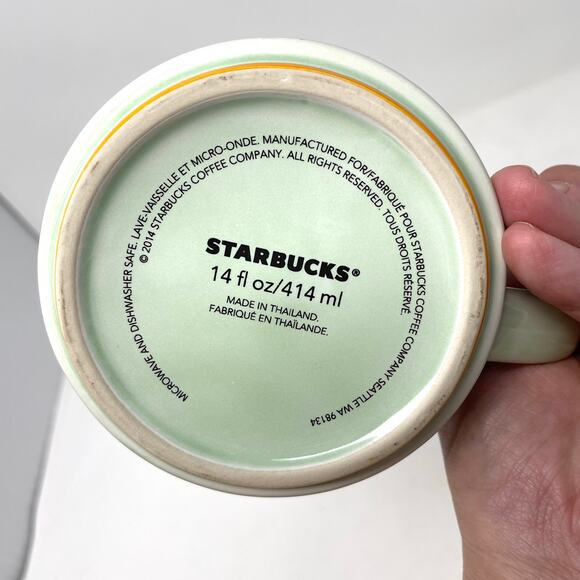 Starbucks Mint Green and White Etched Stoneware Coffee Mug - Picture 7 of 8
